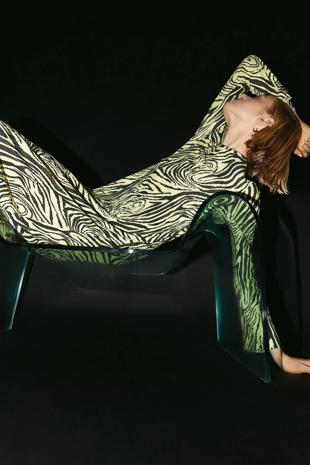 Warehouse Zebra Printed Plisse Midi Dress